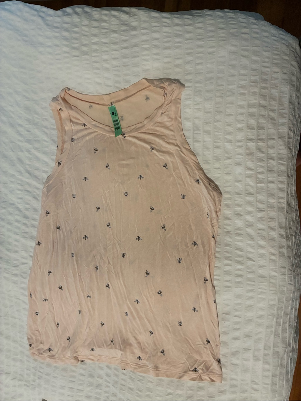 Light Pink Sleeveless Tank Top Pajamas With Subtle Bee Print
